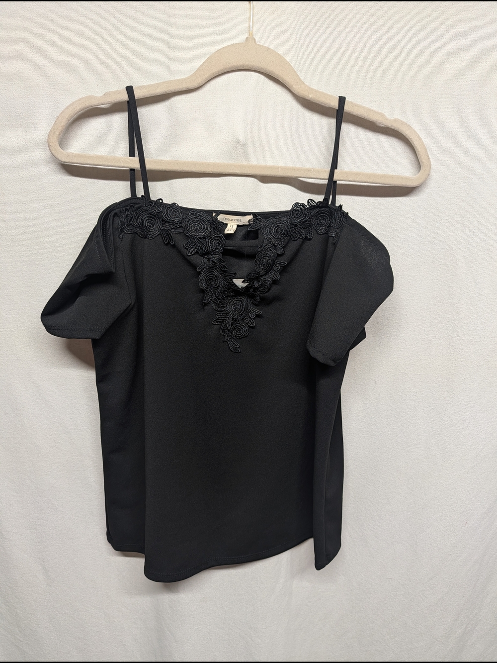 Maurices Black Lace-Trim Cold Shoulder Camisole